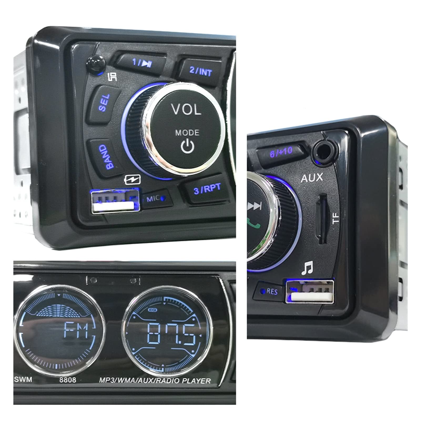 Radio samochodowe audio 1din bluetooth stereo Mp3 Gracz Fm Odbiornik 60WX4 Wsparcie dla ładowania telefonu Aux/USB/TF Karta w zestawie Dash Przenośny