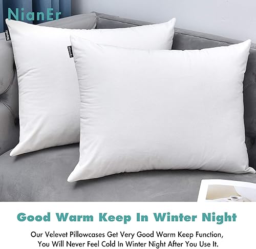 Miniatura 9 de NianEr Juego de 2 fundas de almohada de terciopelo para otoño e invierno, con cierre de cremallera, color rosa, tamaño King