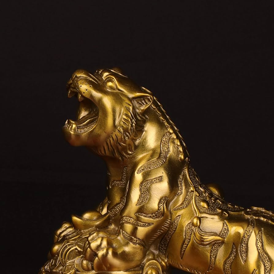 虎置物干支銅器製トラ在名 骨董品 干支置物 寅 虎 とら 青銅製 瑞峰作 闘魂（とうこん） - 仏壇