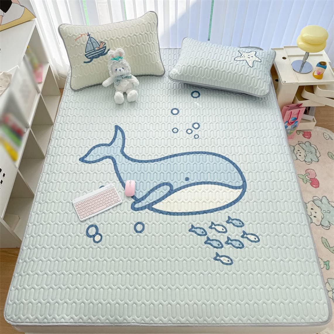 Single mattress pad, 3-piece set, soft, cool to the touch, machine washable, lion pattern, high density, fluffy and lightweight, mattress pad, cool mattress pad, 1 piece, 150x200*A, bed sheet, queen
