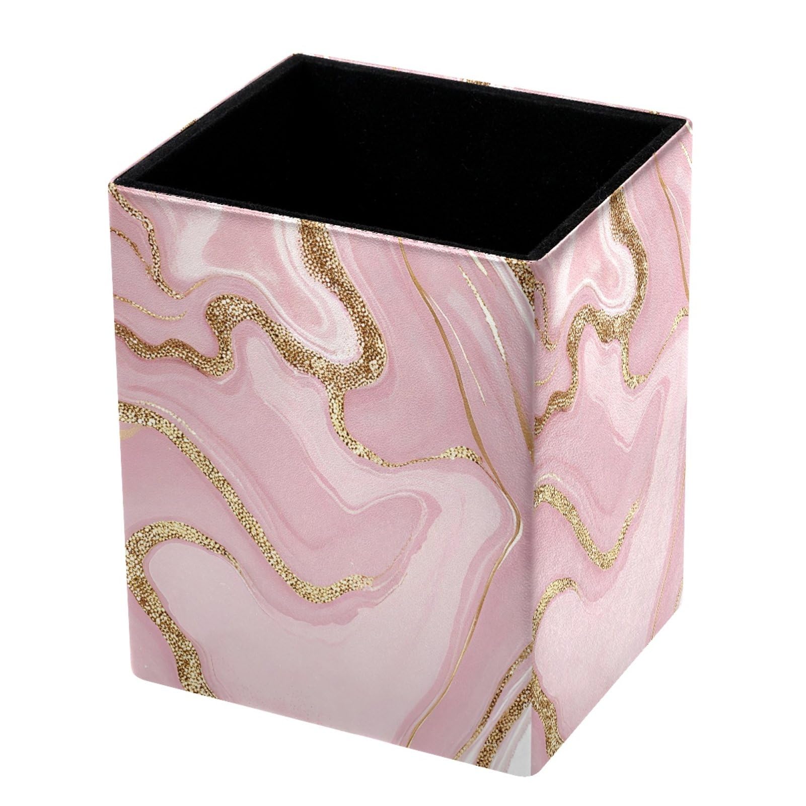 FWJZDSP Pink Marble PU Leather Pencil Organizer, Makeup Brush Holder, Office Decor and Desk Accessories Durable
