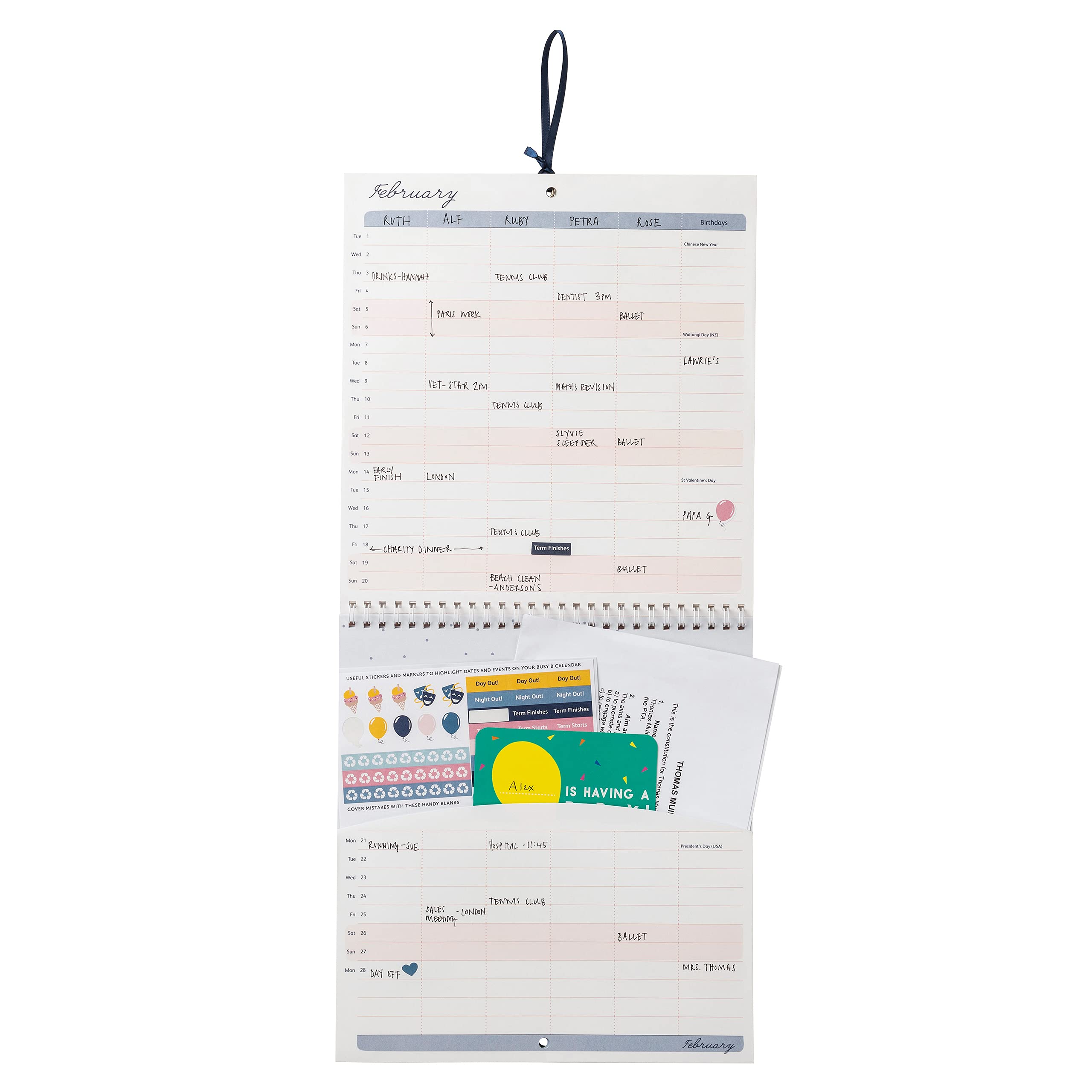 Busy B Family Monthly Calendar January to December 2022. Birds Family