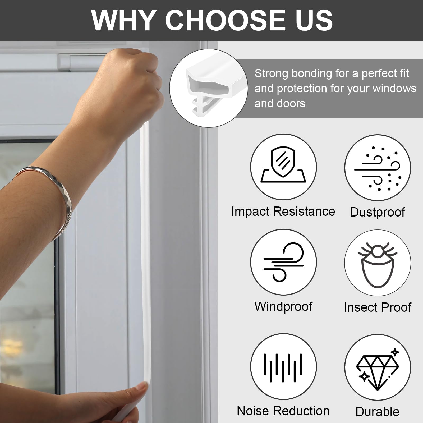 Guarnizione Porta In PVC 10m - Isolante Termico E Acustico, Antivento, Facile Installazione - Foto 8