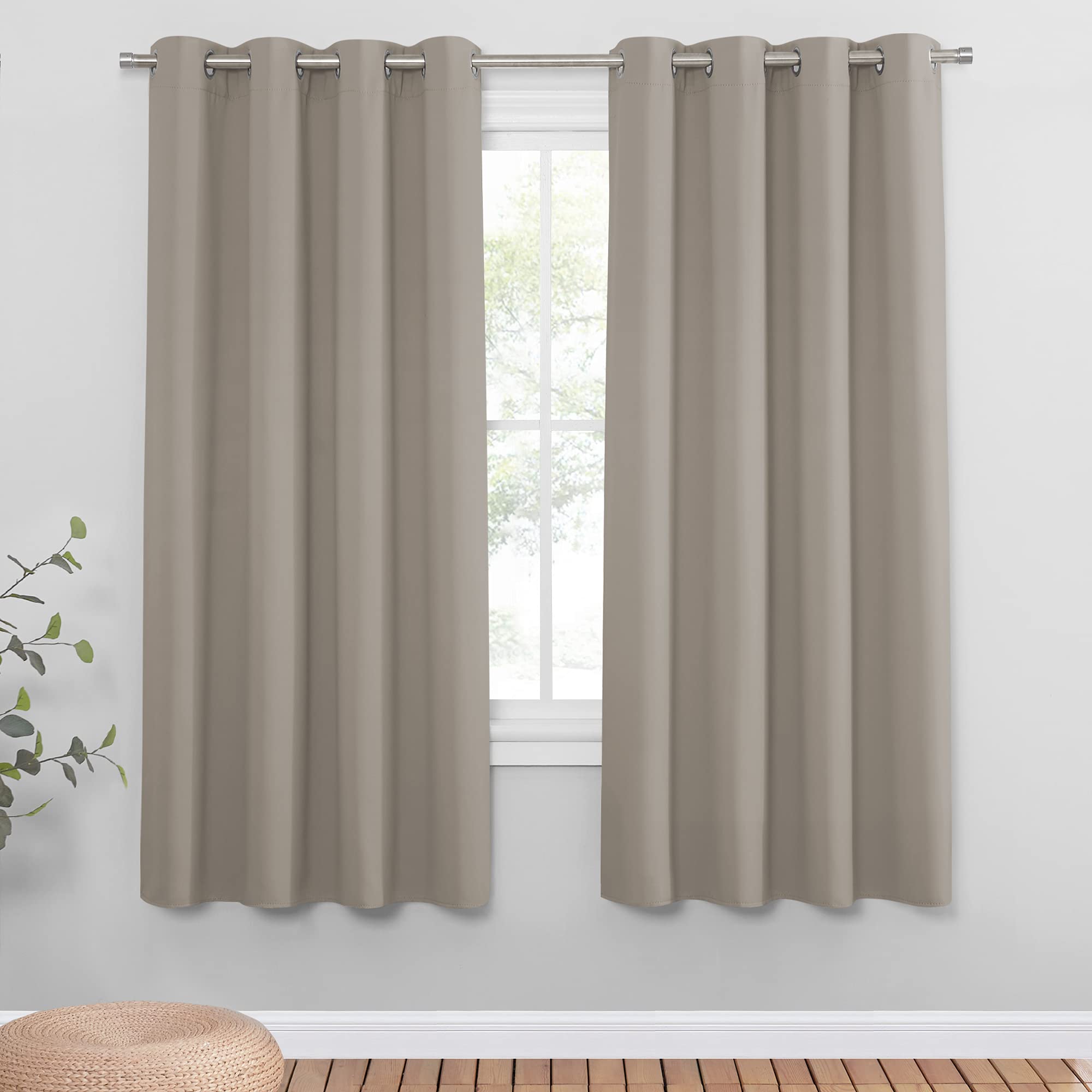 PONY DANCE Tende Oscuranti per Interni - Tende Termiche Tende Soggiorno con Anelli Tenda per Bambini Cameretta Tende per Salotto Eleganti 2 Pezzi L 140 x A 175 cm, Sabbia