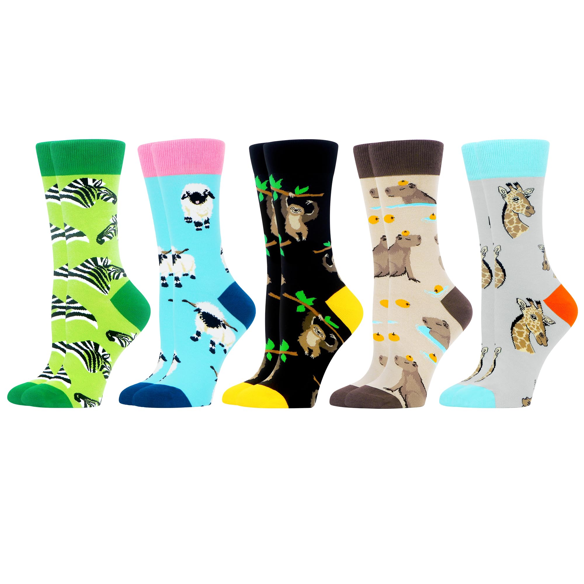 WeciBor 5-12 Paar Bunte Lustige Damen Socken aus Baumwolle, Bequeme Crew Socken mit witzigen Motiven für Alltag & Freizeit, Größe 35-38/39-42