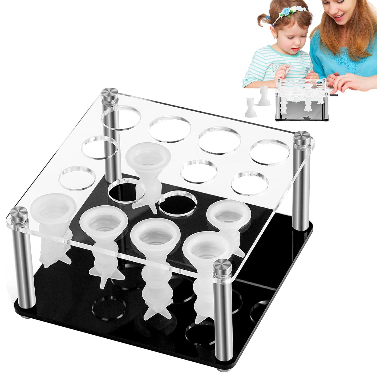Resin Chess Piece Die Holder, Chess Piece Holder | Epoxy Resin Mold Holder,Silicone Moulds, Acrylic Holders with 4 Feet for Casting Chess