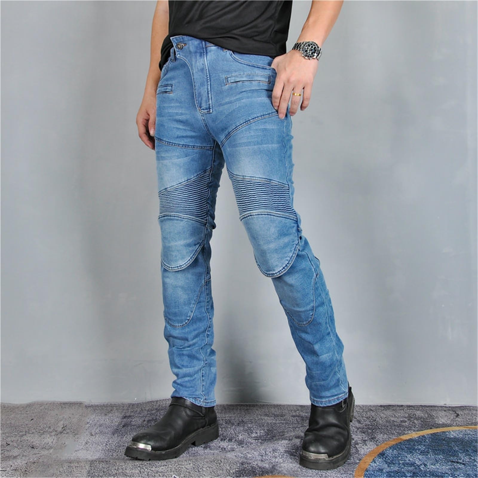 Całoroczne spodnie motocyklowe CE Hip Knee Armor Wiatroszczelne, ochronne dżinsy turystyczne