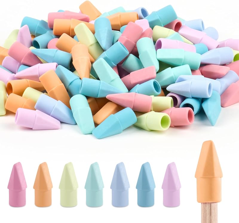 Borradores Sooez, paquete de 120 borradores de tapa de lápiz, adornos de borrador de tapa a granel de 7 colores | Borradores, sin látex, sin manchas, artículos imprescindibles para el aula, útiles para el regreso a clases, artículos esenciales para maestros, regalos para fiestas