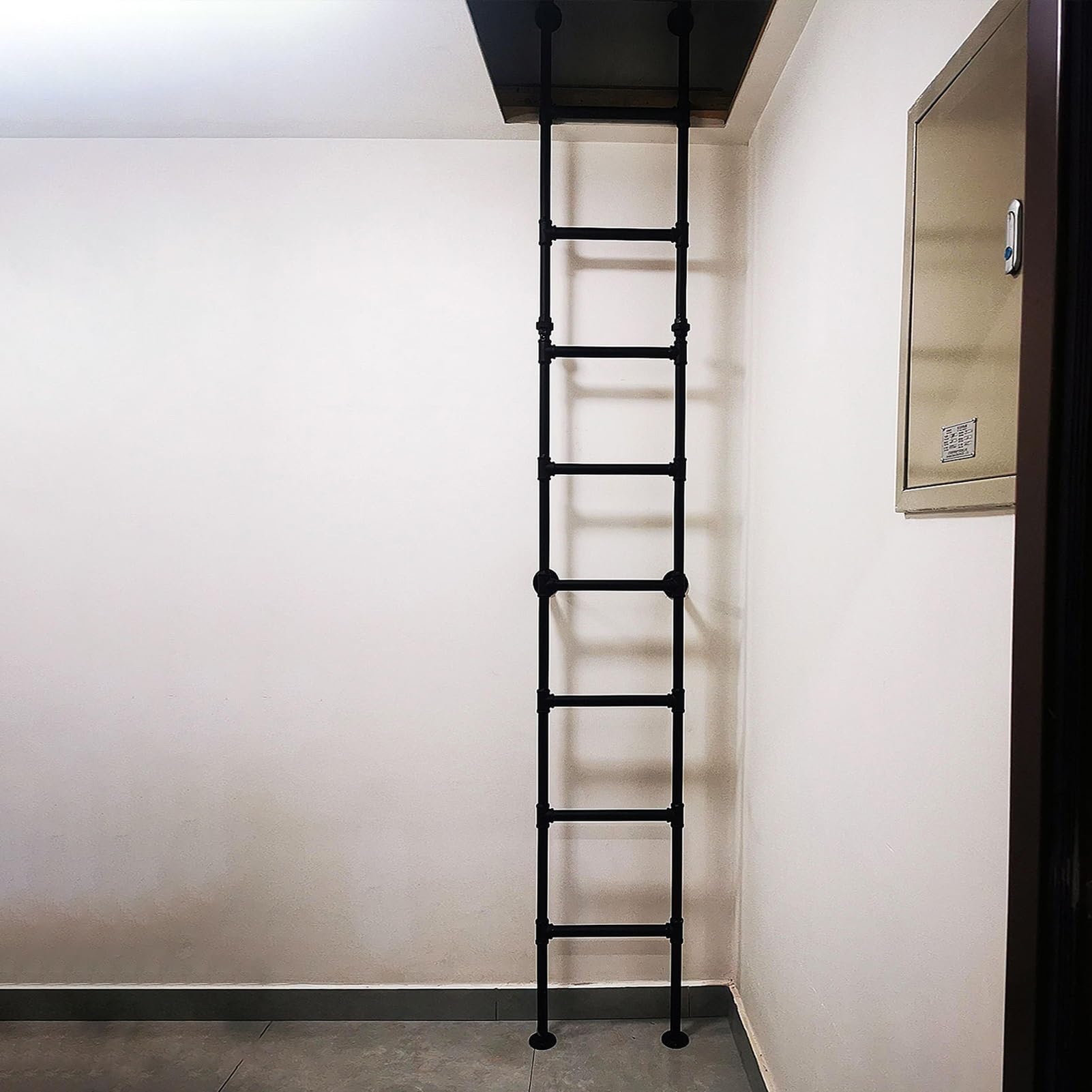 Scala di Uscita dal Seminterrato Scala di Emergenza Antincendio, Scala per Letto a Castello in Soffitta in Ferro battuto Nero Scaletta Multifunzione in Metallo, Scale sospese a Parete Carichi Pesanti(