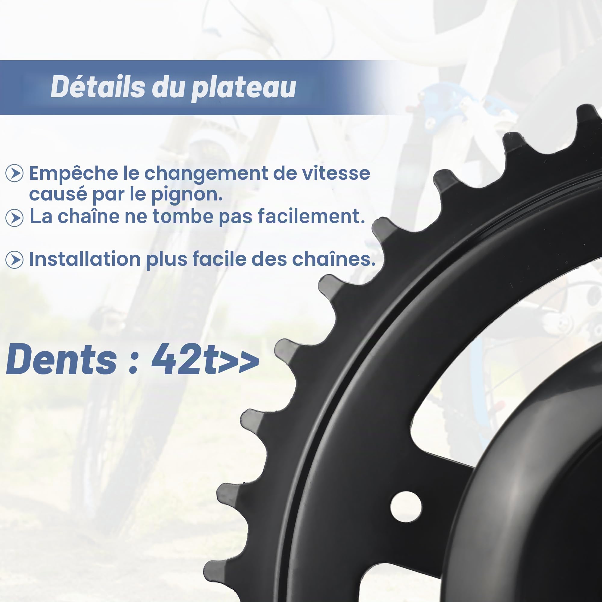 ZUKKA Tourney Pédalier de vélo 170 mm 38T/42T pour Single/1/6/7/8 vitesses Bras en alliage d'aluminium pour VTT Transmission carrée Noir/argenté