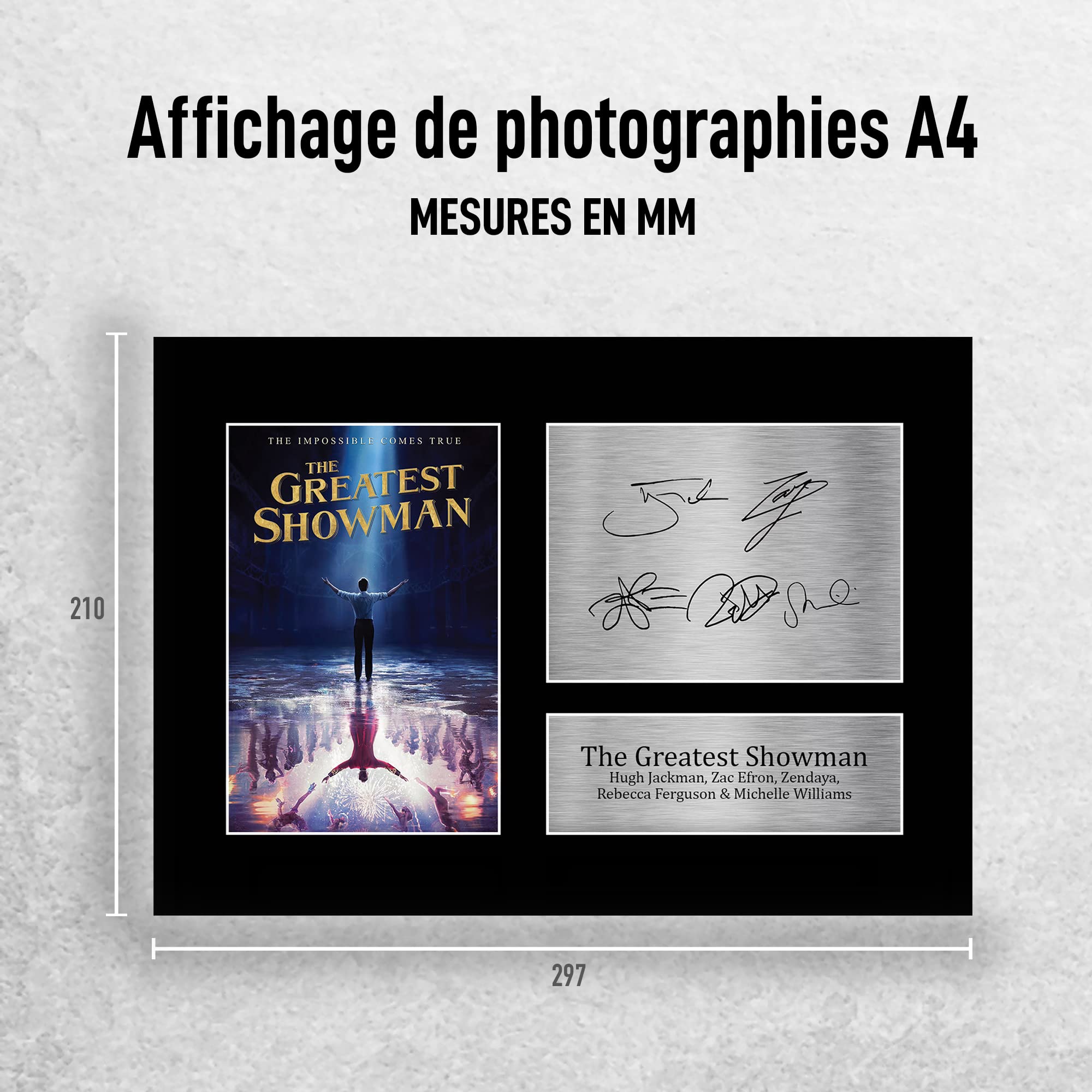 HWC Trading The Greatest Showman A3 Encadré Signé Image Autographe