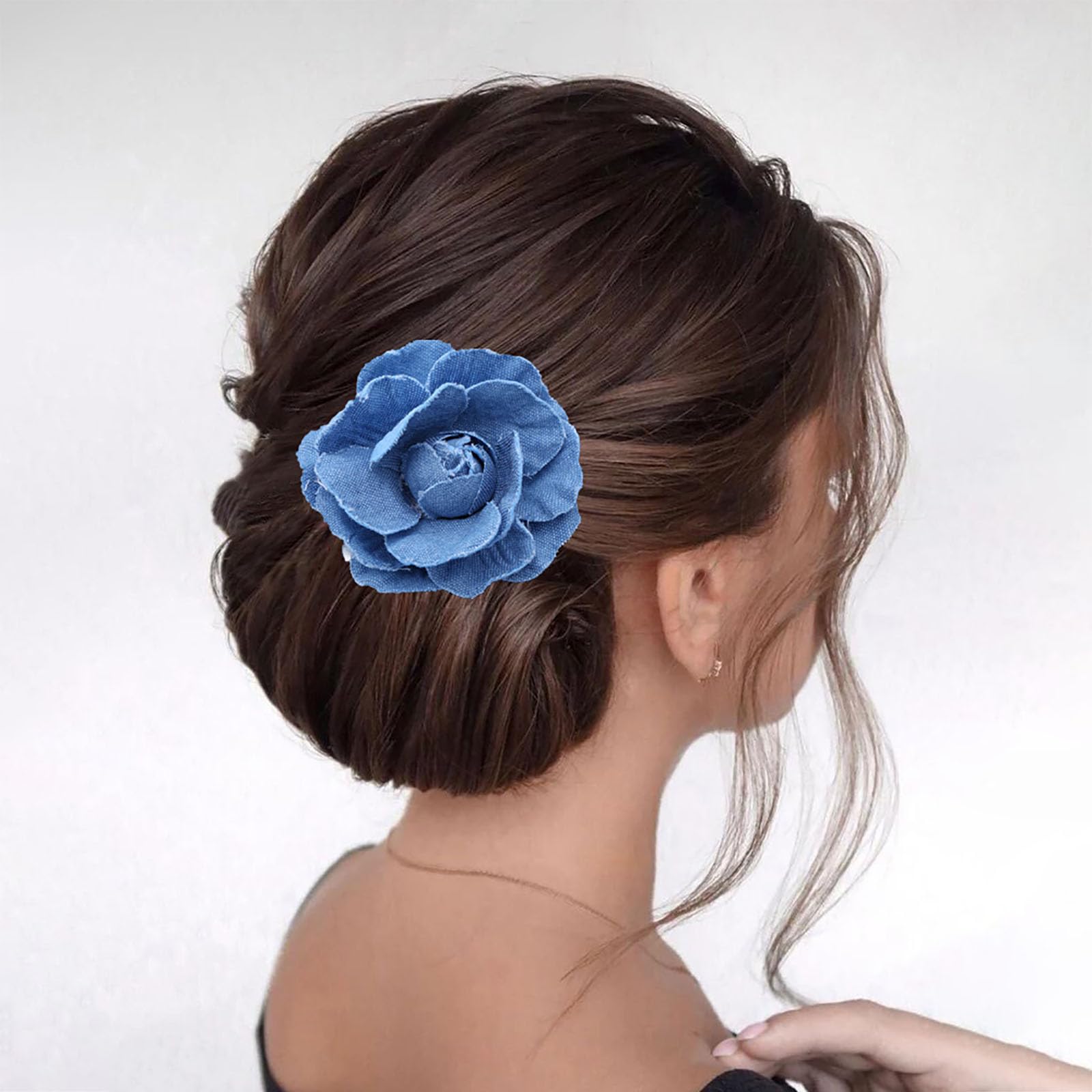 Camelia Flower Hair Accessory Amazon.com : Camellia Flower Hair Clip Brooch Fabric Blue  main image 4