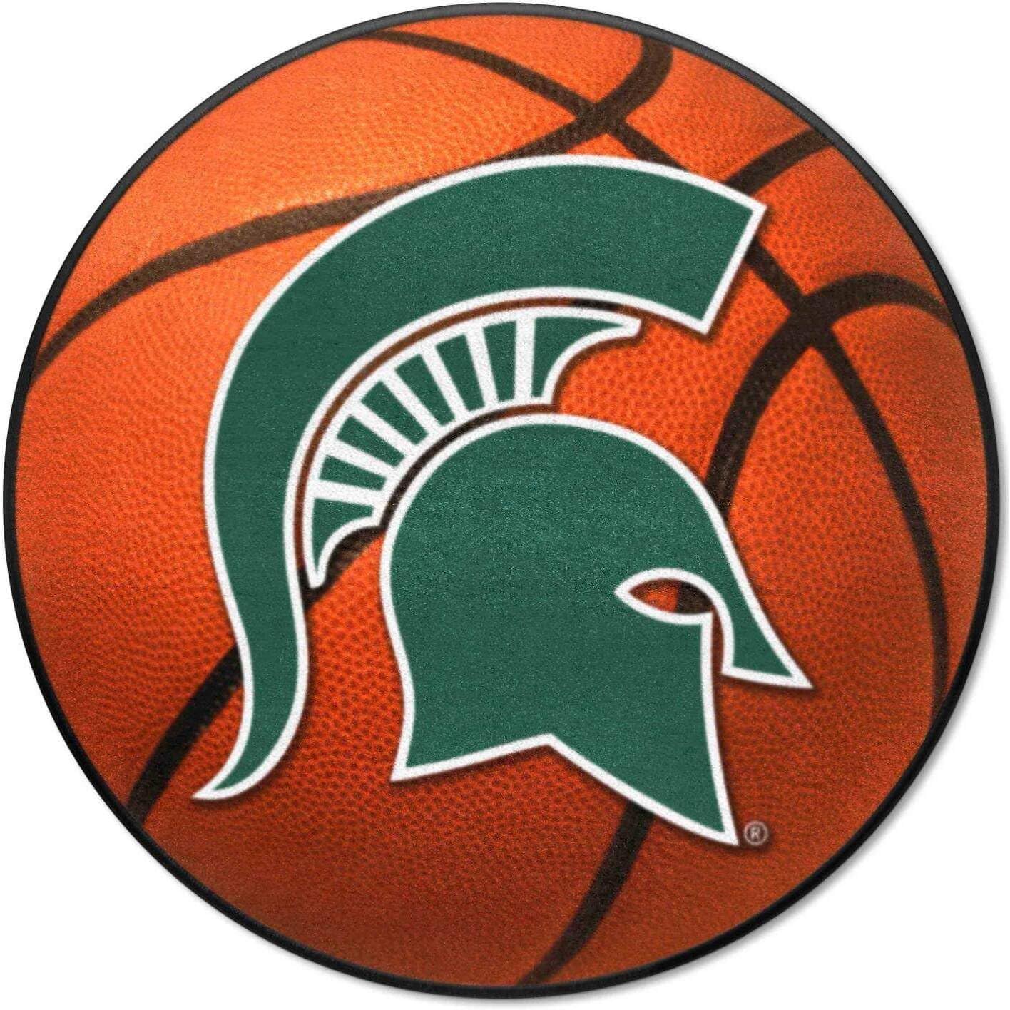 FANMATS 4531 Michigan State Spartans Basketball Shaped Rug - 27in. Diameter, Basketball Design, Sports Fan Accent Rug