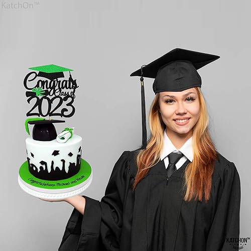Miniatura 8 de KatchOn, Decoración para pastel de graduación con purpurina – grande, 6 pulgadas | Decoración de pastel de felicitaciones clase de 2023,