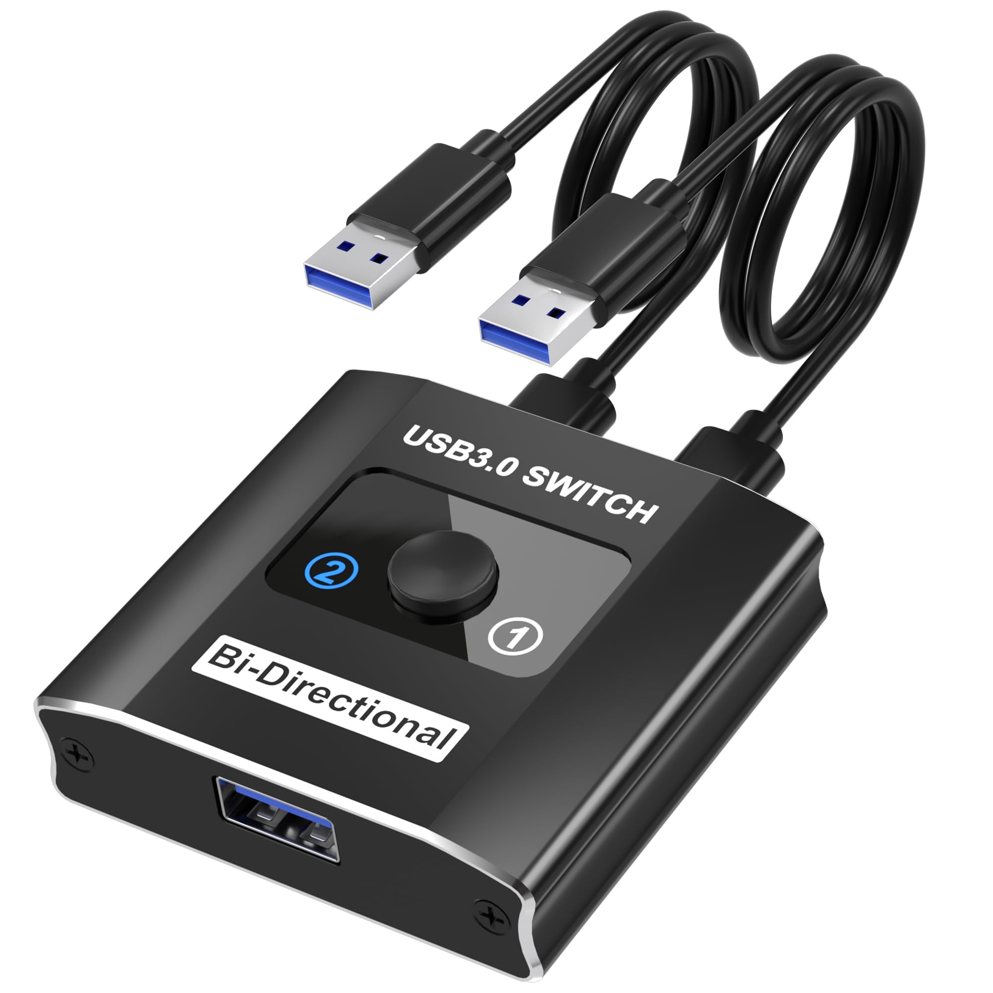 USB 3.0 Switch, Bi-Directional USB Switcher USB Splitter 1 in 2 Out/2 in 1 Out with 2 USB3.0 Cables, Aluminum USB Switcher 2 Computers Share Keyboard Mouse Printer, USB Splitter for Laptop-image-49