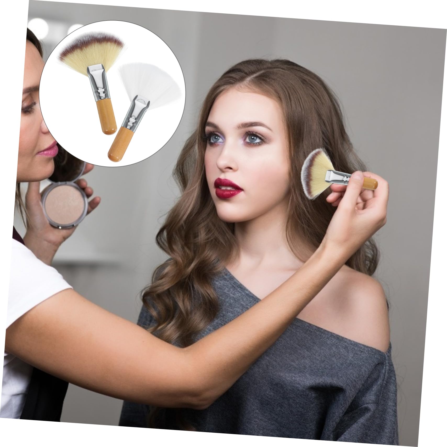 FRCOLOR Loose Powder Brush Setting Brush Set Soft Bristles for Blush Highlighting Setting Powder