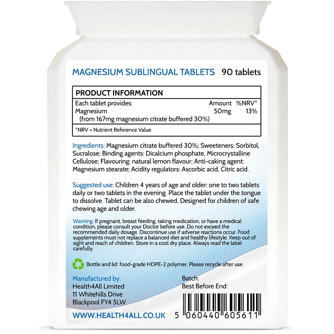 Kids Magnesium Sublingual 90 Tablets (V) for Anxiety, Sleep, Ticks