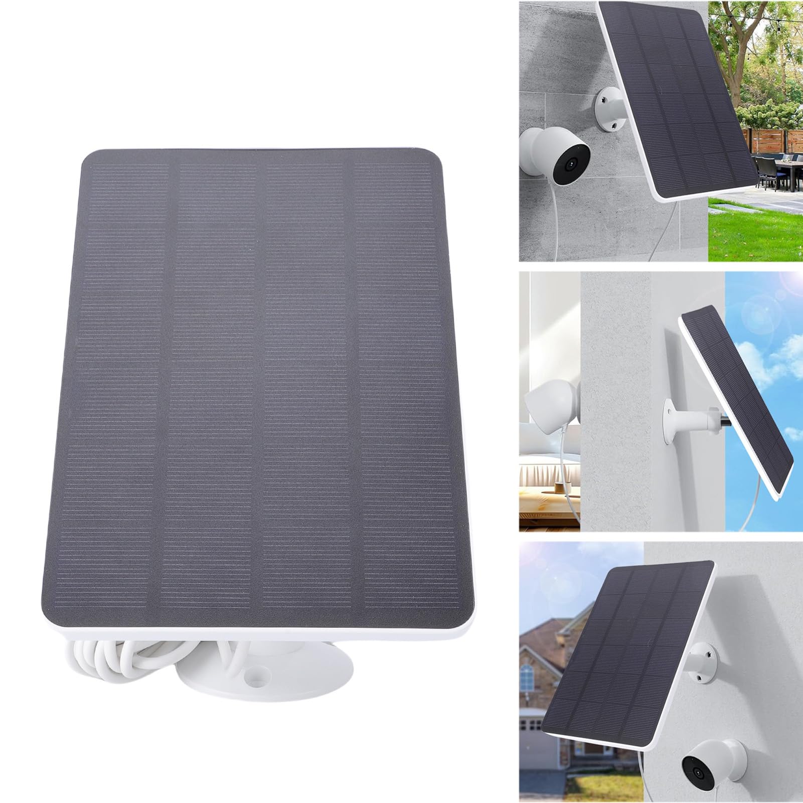 Pannello solare per telecamera 10W PET EVA monocristallino Telecamera di sicurezza impermeabile Pannello solare con cavo da 9,8 piedi Staffa regolabile Alimentazione ininterrotta (2 pezzi)