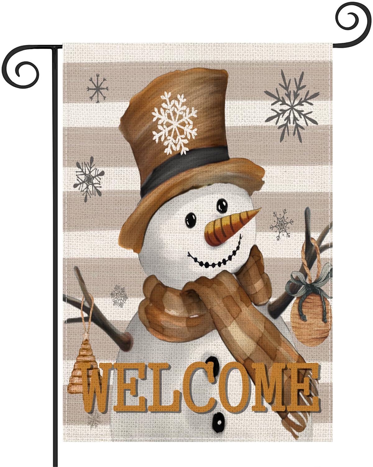 Fukeen Winter Snowman Garden Flag 12.5x18 Inch Double Sided Outside Snowflake Merry Christmas Welcome Winter Holiday Yard Outdoor Flag Porch Lawn