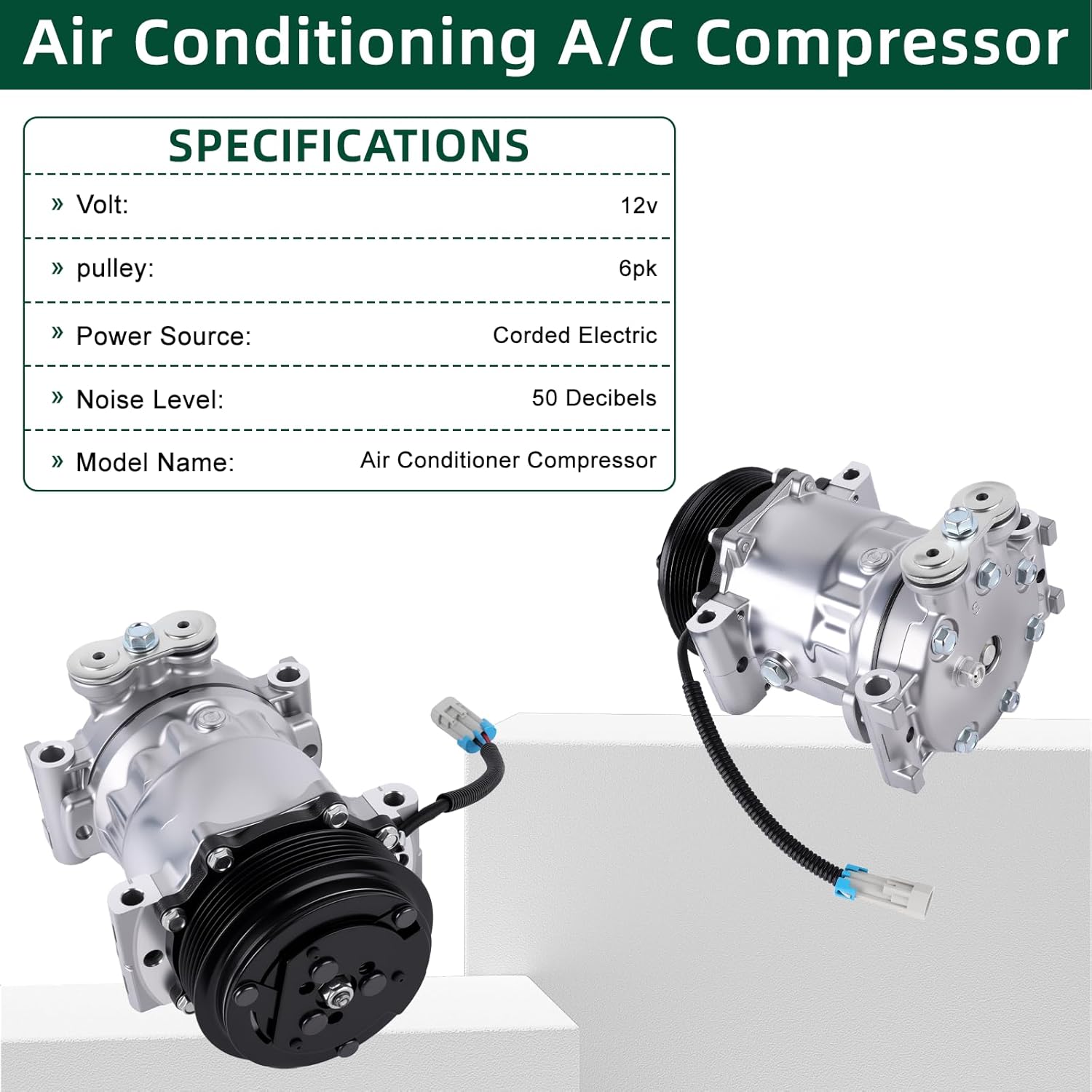 Car Air Conditioning A/C Compressor Compatible with Chevrolet Blazer V6 4.3L 1998-2005, Express 1500 V6 4.3L 1999-2002, G10 Van Express V8 5.7L 1996-1997