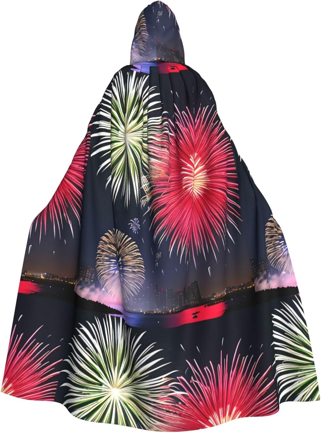 Splendid Fireworks Men Women Halloween Role Play Party Decoration Hooded Poncho Black