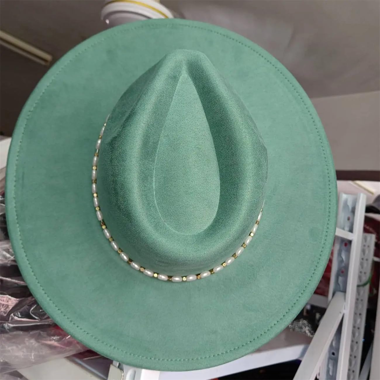 Cappello da chiesa Fedora a tesa larga in camoscio da donna per feste o matrimoni