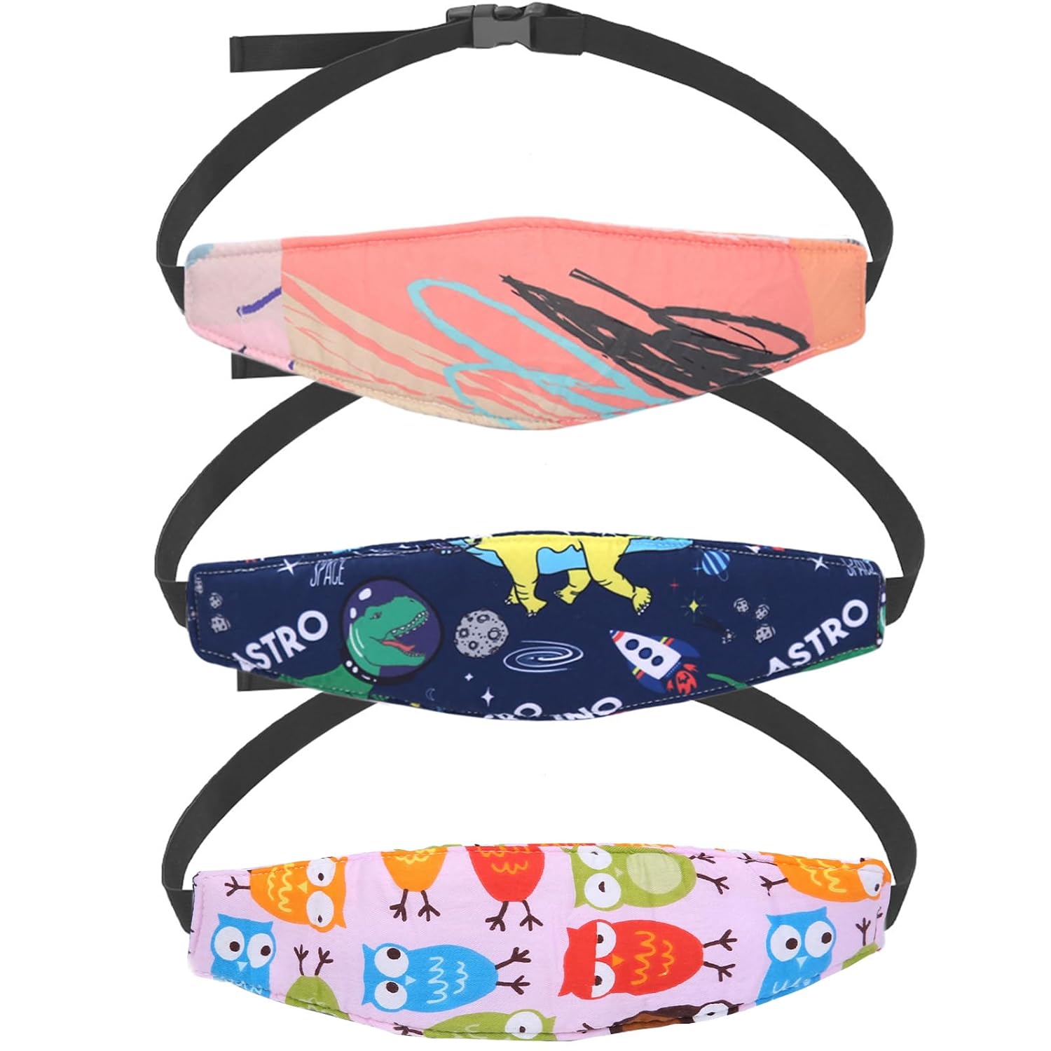 3 Pack Baby Carseat Head Support,STEVE YIWU Head Support Band for Car Seat Naps Stroller Seat Sleeping Headrest Adjustable Car Seat Head Band Suitable for All-Aged Kids (Pink)