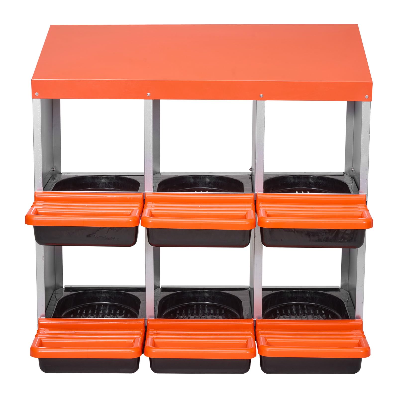 VEVOR Caja Nido para Gallinas 6 Compartimentos, 796 x 525 x 790 mm, Ponederos para Gallinas de Metal con Nidos Inclinados, Plataforma de Descanso Apto para Diferentes Razas de Patos