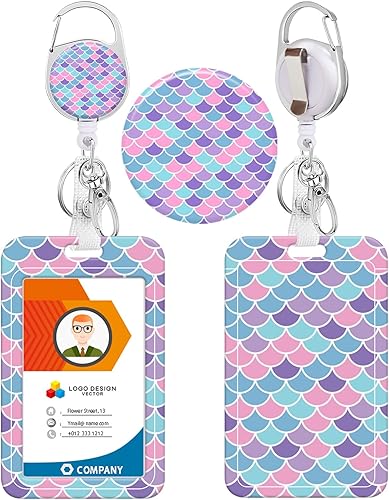 Miniatura 7 de Portatarjetas y carrete retráctil de alta resistencia, funda para tarjetas de identificación con clip de mosquetón, soporte para insignia con clip