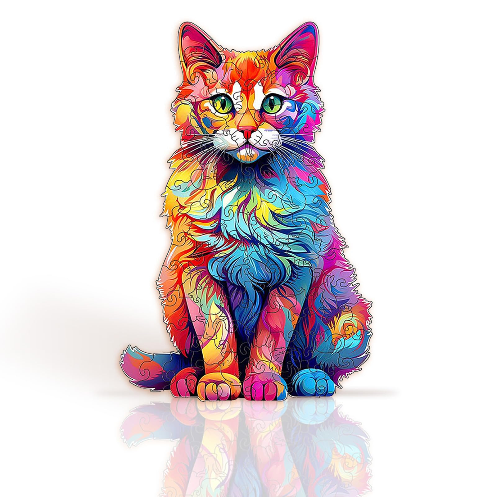 Puzzle En Bois A4 Chat - 85 Pièces Uniques, Pop Art Découpe Laser Précise