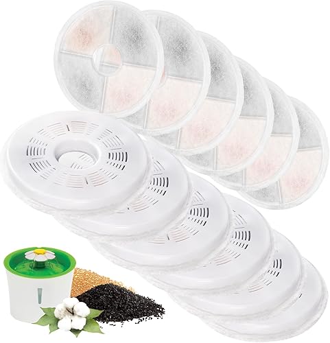 Paquete de 12 filtros de repuesto para fuente de agua para gatos, para dispensador de agua de flores de 3 L, filtro automático de fuente de