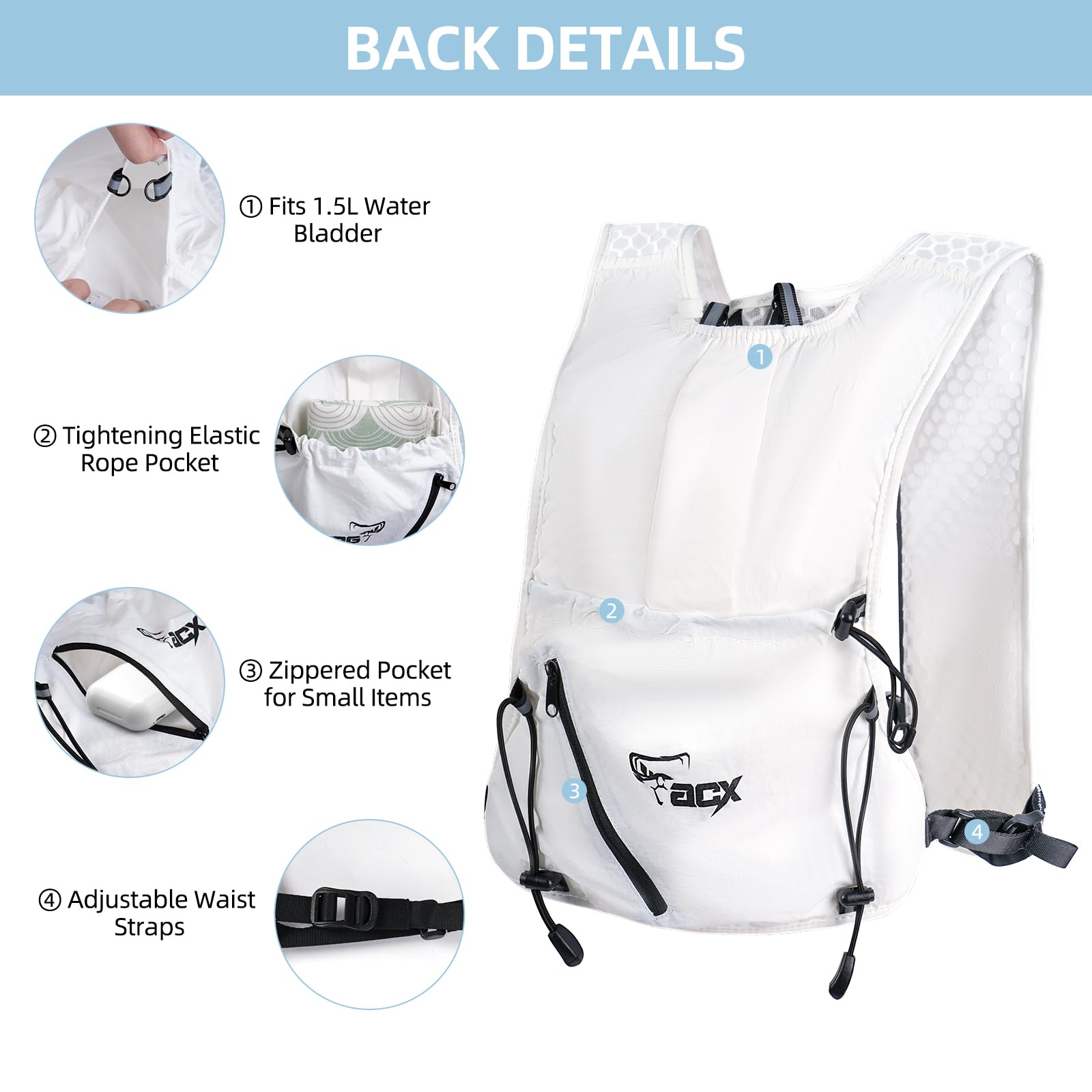 Mochila de hidratación para mujeres y hombres, chaleco ligero para correr con vejiga de agua de 1.5 L, mochila de agua transpirable para senderismo, correr, ciclismo, escalada, color 5