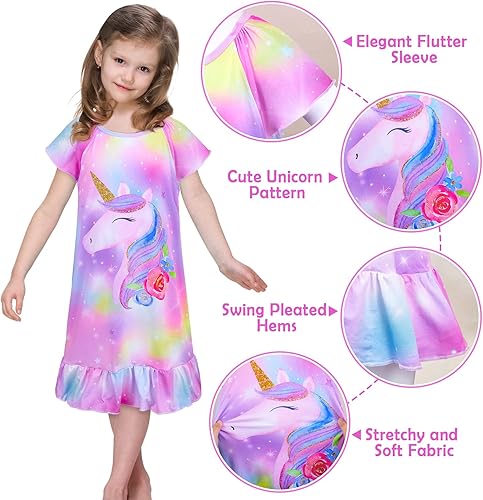 Miniatura 5 de ICOSY Ropa de dormir a juego para niñas y muñecas, ropa de dormir de unicornio para niñas y muñecas americanas de 18 pulgadas