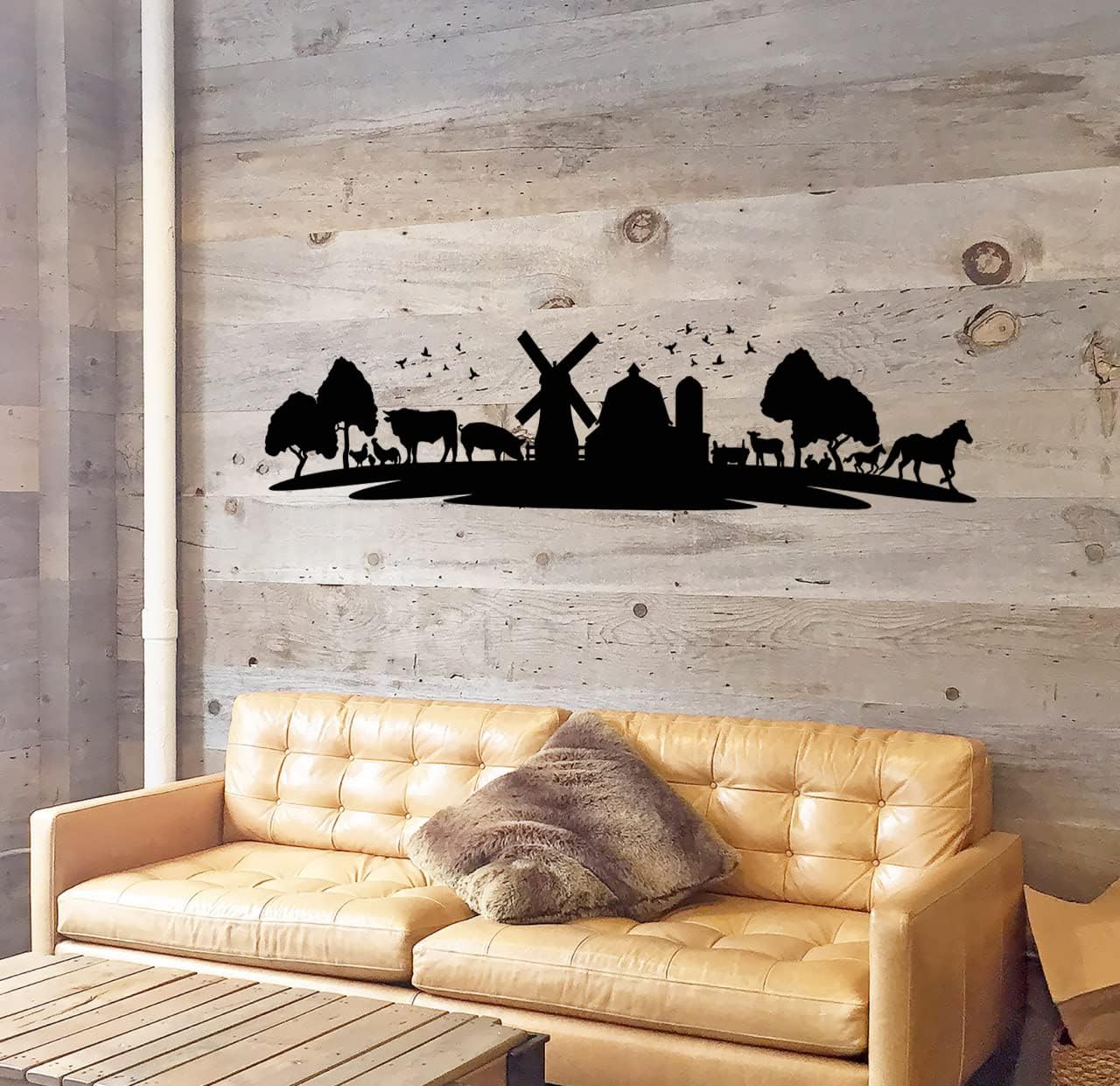 Vinyl Wall Decal Animals Farm Village Rural Landscape Livestock Stickers Mural Large Decor (g3798) Black