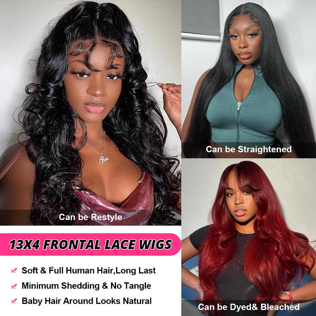 YUTU Body Wave Lace Front Wigs Human Hair Pre Plucked Glueless Frontal Wigs with Baby Hair 32 Inch 13x4 Transparent HD Lace Front Wigs 180% Density for Women Human Hair Wig Natural Black
