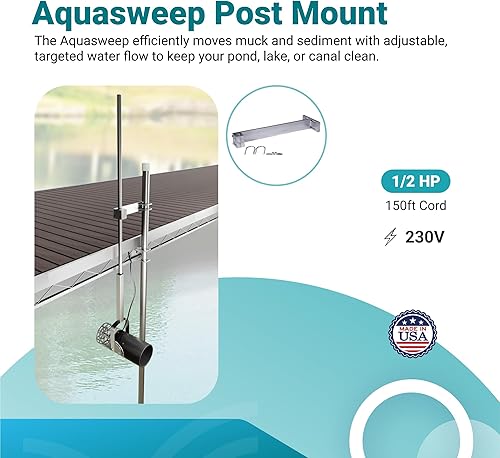 Vista 41 de Scott Aerator Aquasweep - Soporte de muelle – 1/2 caballo de potencia 230 V 150 pies cable – Circulador de agua Agitador de agua Motor de agua