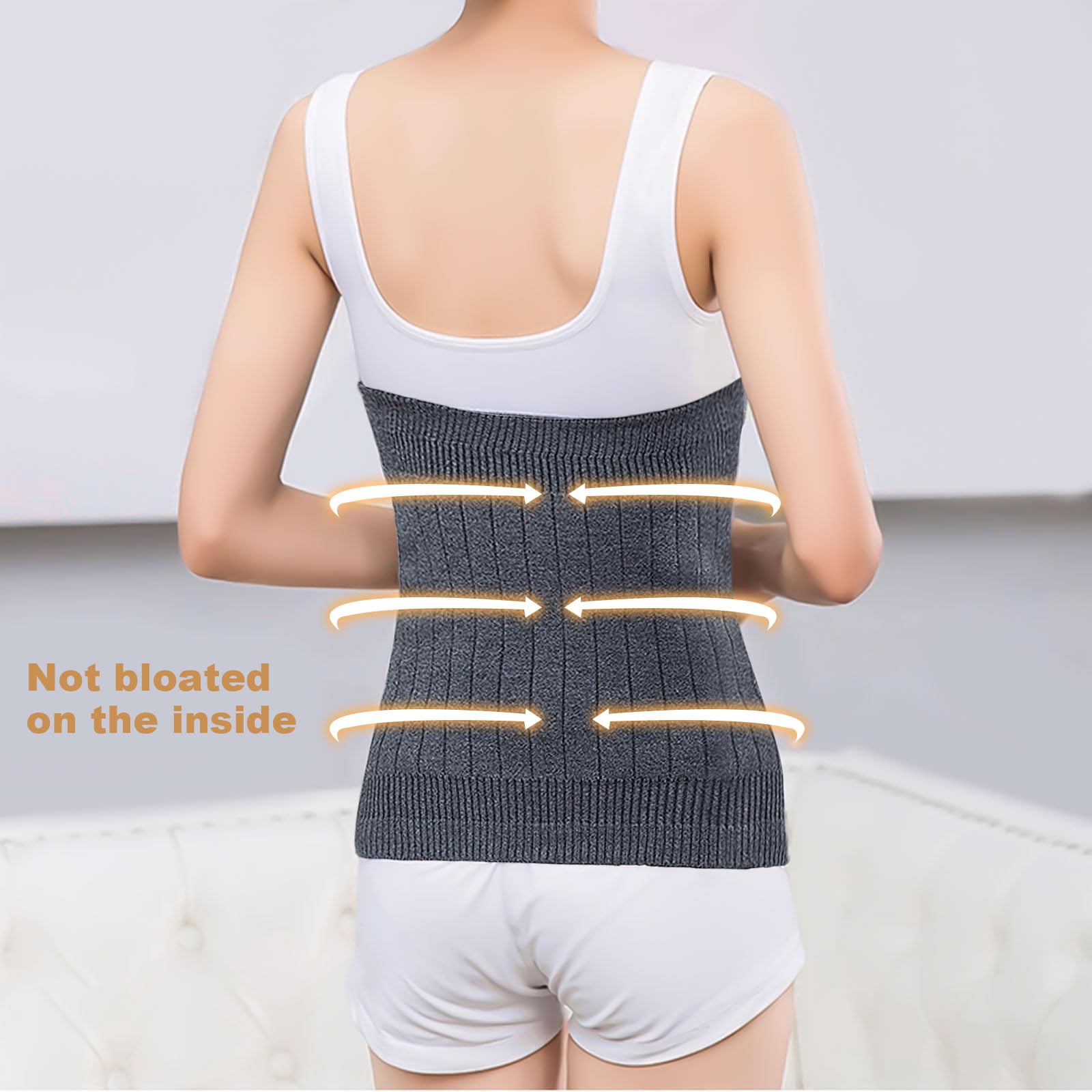 Calentador de Riñones de Lana para Mujer Calentador de Riñones para Mujer Cinturón Lumbar Lana Cinturón de Punto Cinturón Lumbar Lana Calentador para Mujer, Talla única (Gris)