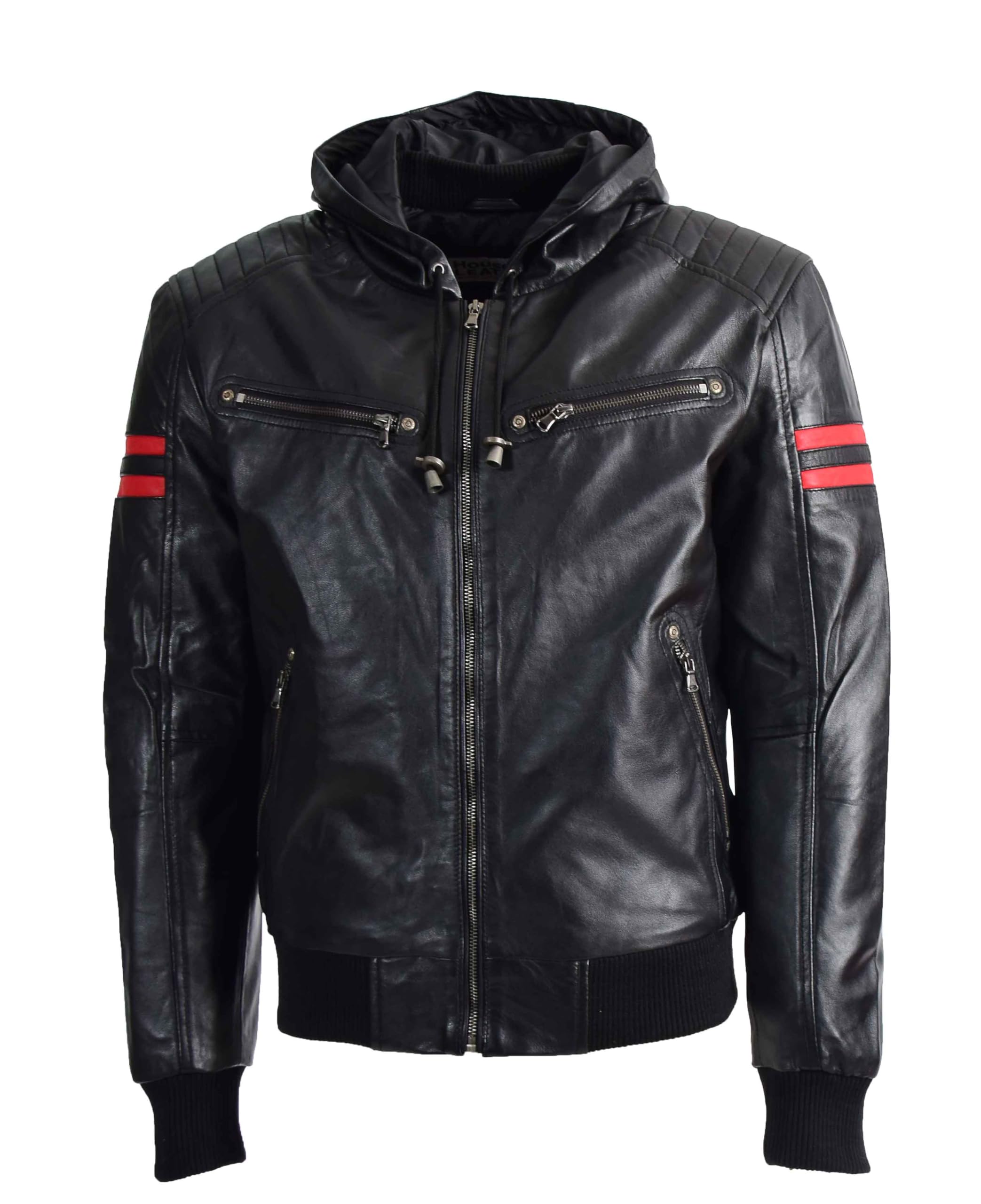 House of Leather - Men's Bomber Jacket - Leather - Black - S