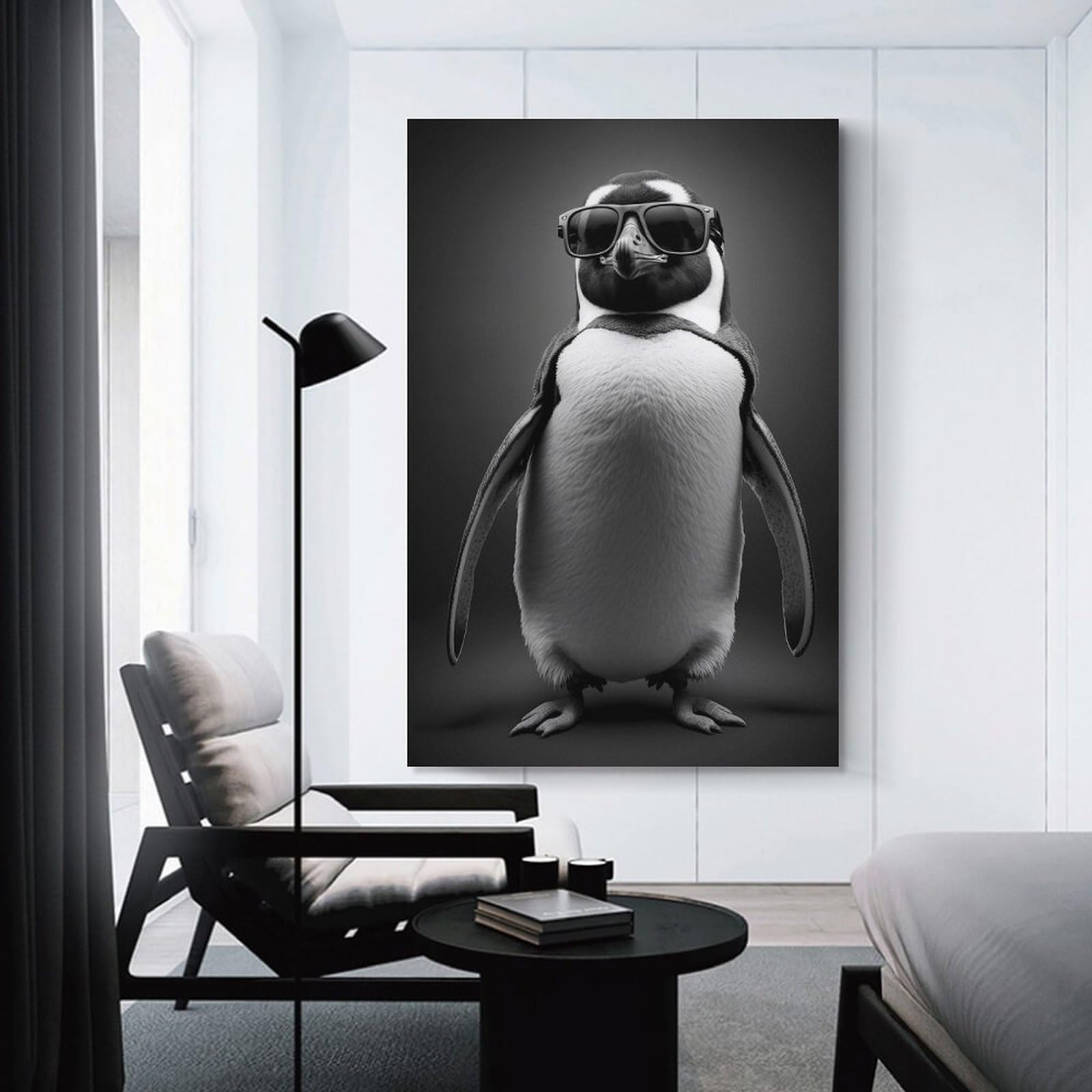 Junmoney Canvas Art Print Portrait of A Penguin, 24x36inch(60x90cm), for Office, Study Or Home Workspace, Home Office Artwork with Decorative Appeal