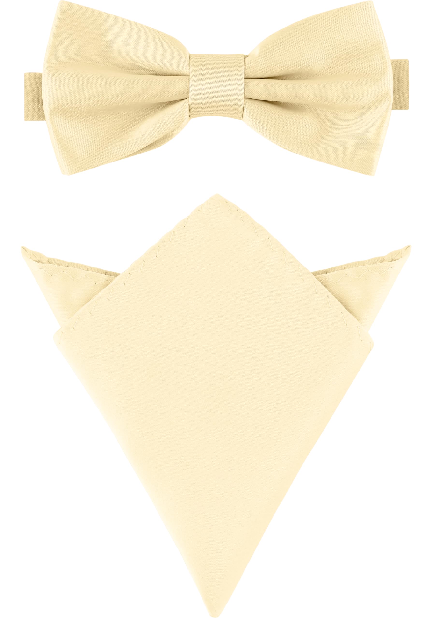 Ladeheid Men's Narrow Bow Tie & Handkerchief Set M/P (12cm x 6cm, 22cm x 22cm, Ecru)