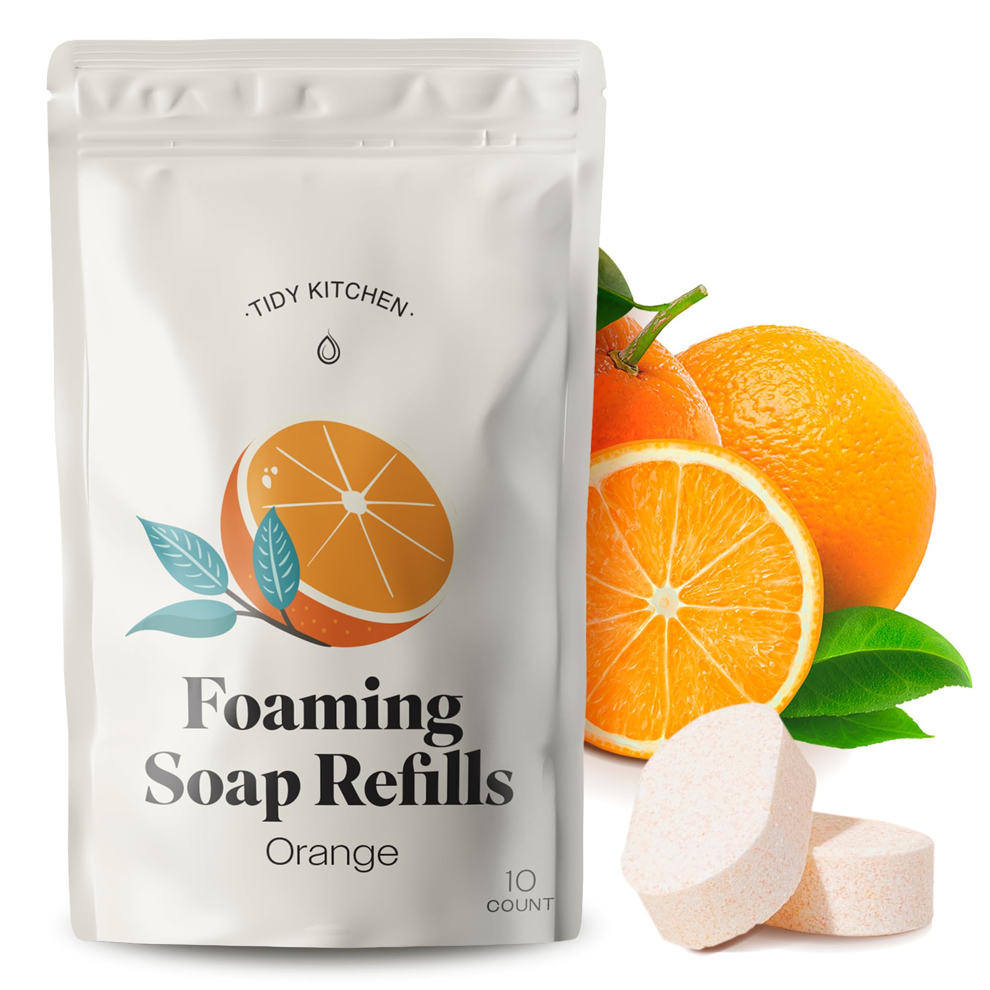 Tidy Kitchen Foaming Hand Soap Refill Tablets - 10 Count Refill Pack (Makes 80 fl oz), Gentle Moisturizing Foam for Kitchen & Bathroom, Compatible