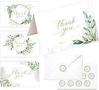 Vista 11 de Paquete a granel de 20 tarjetas de agradecimiento con sobres de papel kraft y calcomanías a juego, diseños elegantes de 4 x 6 pulgadas, diseño
