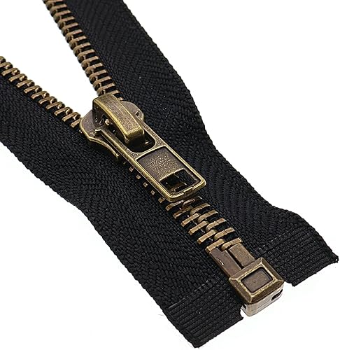 Leekayer #8 Cremalleras de latón antiguo de 24 pulgadas para chaquetas, abrigos de costura, manualidades, chaqueta separadora, cremallera de metal
