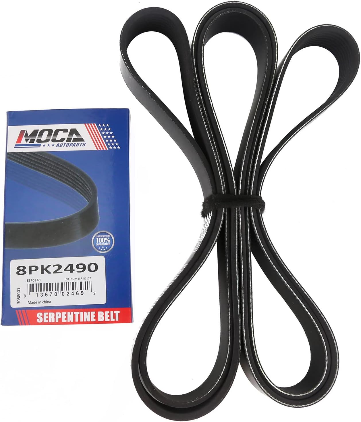 MOCA 8PK2490 EPDM Serpentine Belt for Land Cruiser & Tundra & Ford Expedition 5.4L 5.7L Gas SOHC 4-Door
