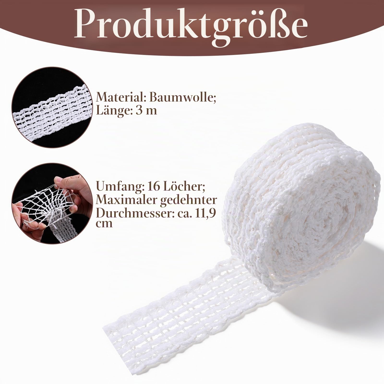 JJUNW Rollbratennetz, Schinkennetz zum Räuchern 16 Löcher Fleischnetz Elastisches 118zoll Rouladennetz Bratennetz Kaliber zum Aufbewahren Aufhängen Backen Kochen Schinken Fleischwurst