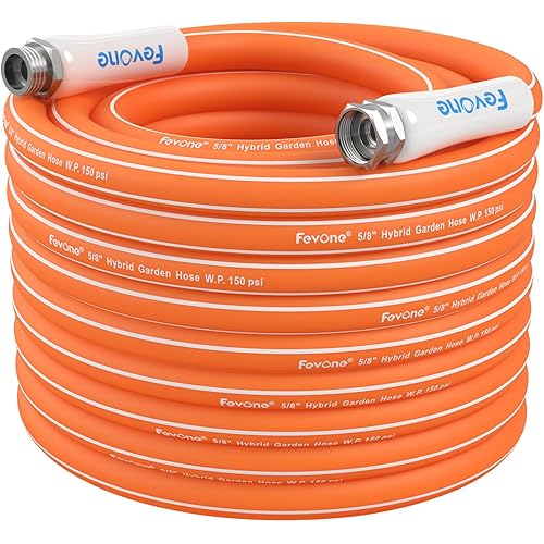 Fevone 75 ft. Kink-Free Water Garden Hose, Flexible Water Hose, Drinking Water Safe Hose, 5/8 Inner Diameter Hose, 3/4 Aluminum Fittings