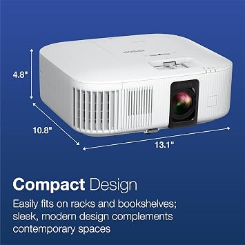 Epson Home Cinema 2350 4K PRO-UHD Smart Streaming Projector with Android TV | 3-Chip 3LCD 2800 Lumens Color and White Brightness HDR10 HLG Low Latency 10 W Speaker Bluetooth Home Theater