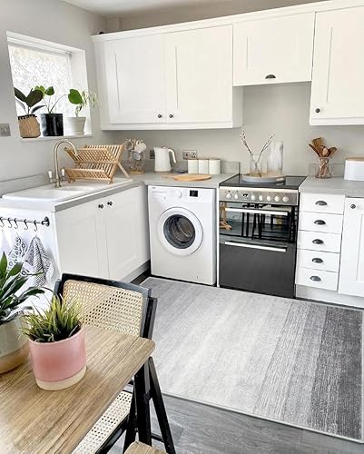 Miniatura 4 de Wonnitar Alfombra moderna color gris degradado de 4 x 6 pies para dormitorio, alfombra lavable para sala de estar, antideslizante, resistente a las