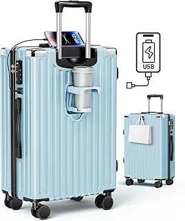 [LAZARA] スーツケース 機内持込 超軽量 キャリーケース 大型 多機能 軽量 キャリーバッグ 静音 ダブルキャスター 耐衝撃 カップホルダー付き 携帯電話ホルダー付き S/M/Lサイズ 360度回転 TSAローク搭載 ファスナー式 旅行...