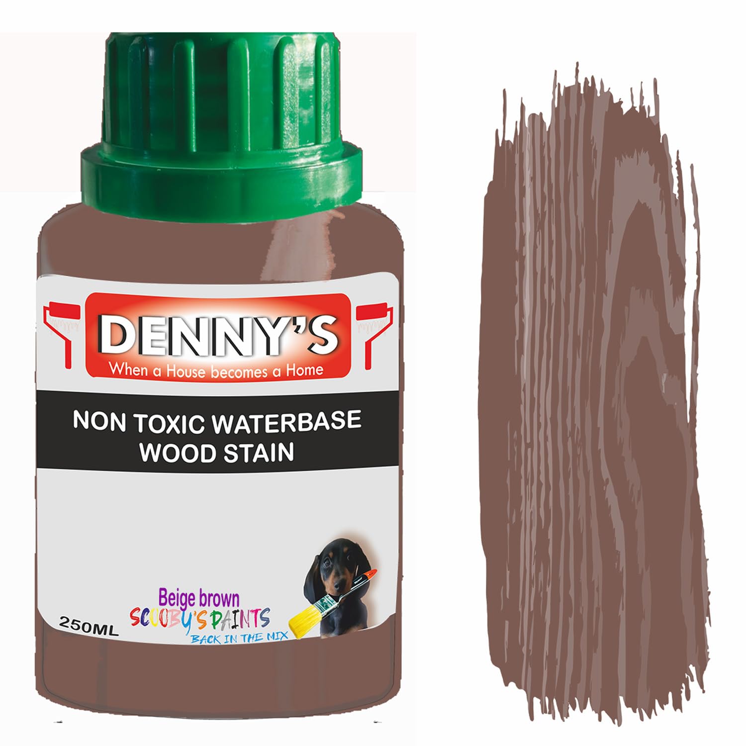 Non-Toxic Water-Based Wood Stain - Fast Drying - 179 Colours - For Furniture and Interior Wood - Beige Brown Color - Spo